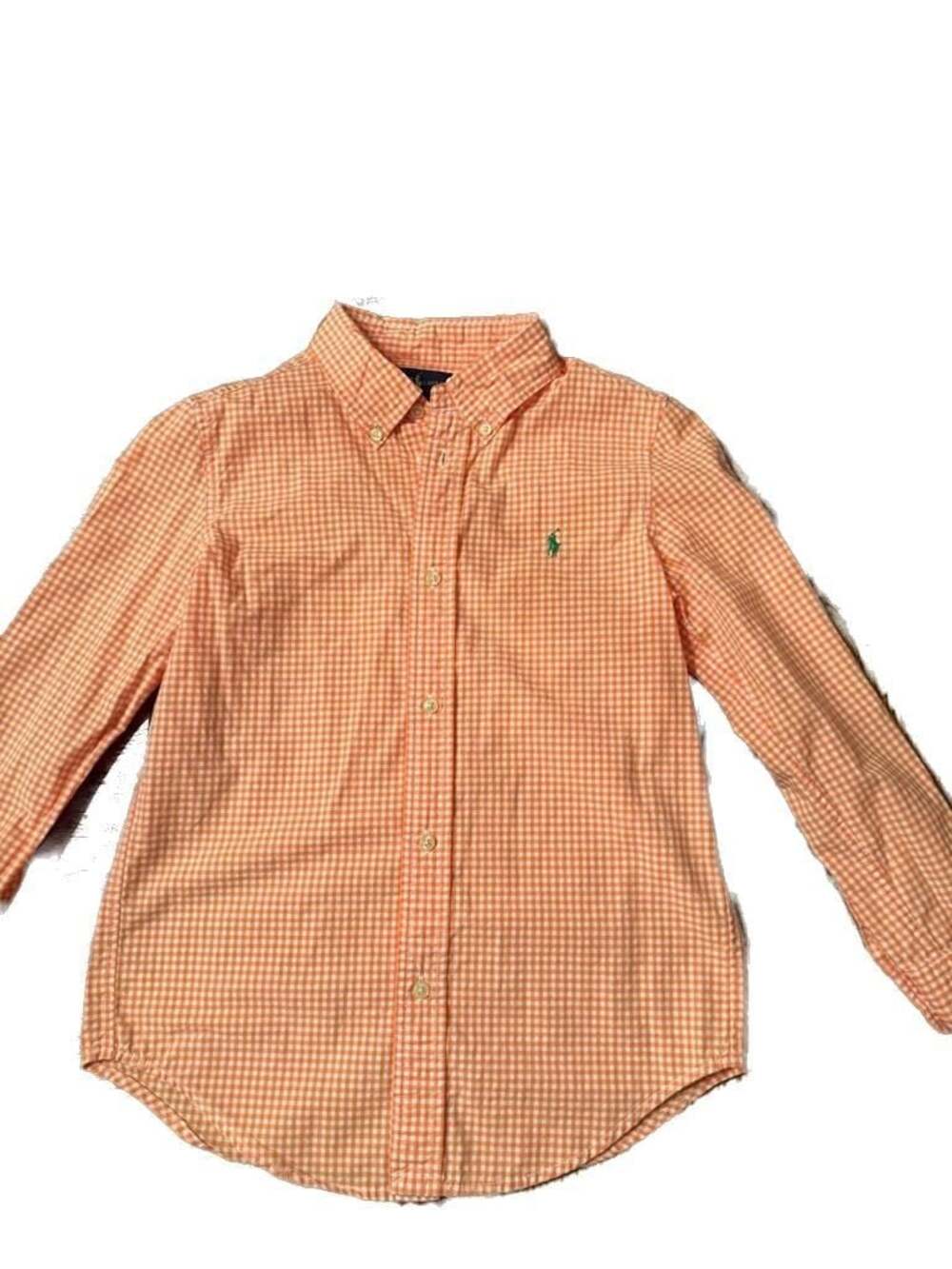 Ralph Lauren Boys Orange Gingham Long Sleeve Button-Down Shirt Size 7
H1003
